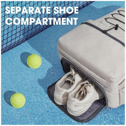 Backpack - Tennis Bag - Sports Bag - Waterproof Racket Bag - Suitable for multiple rackets with shoe compartment - Beige.
