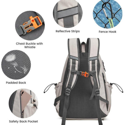 Backpack - Tennis Bag - Sports Bag - Waterproof Racket Bag - Suitable for multiple rackets with shoe compartment - Beige.