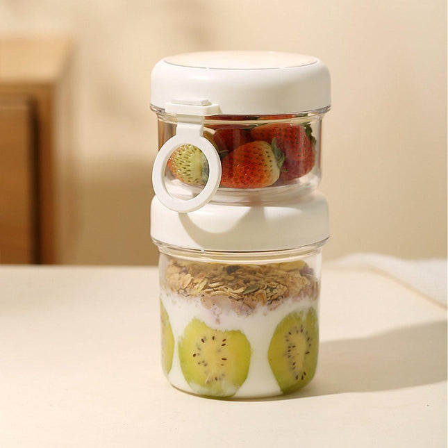 Yogurt Cup to Go - 880 mL - Muesli Cup - Oats Pots - Soup Cup - Lunch Cup - Lunch Pot - Leak-Proof - Insulated - with Spoon - Dishwasher Safe - White.