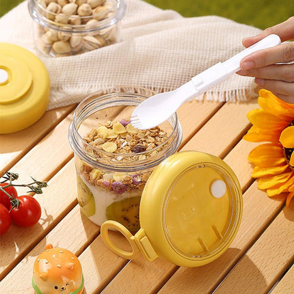 Yogurt Cup to Go - 880 mL - Muesli Cup - Oats Pots - Soup Cup - Lunch Cup - Lunch Pot - Leak-Proof - Insulated - with Spoon - Dishwasher Safe - White.
