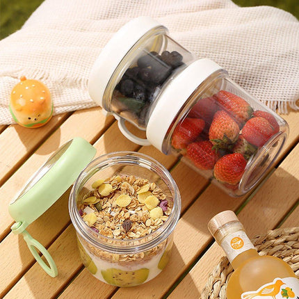 Yogurt Cup to Go - 880 mL - Muesli Cup - Oats Pots - Soup Cup - Lunch Cup - Lunch Pot - Leak-Proof - Insulated - with Spoon - Dishwasher Safe - White.