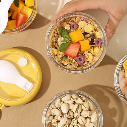 Yogurt Cup to Go - 880 mL - Muesli Cup - Oats Pots - Soup Cup - Lunch Cup - Lunch Pot - Leak-Proof - Insulated - with Spoon - Dishwasher Safe - White.