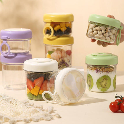 Yogurt Cup to Go - 880 mL - Muesli Cup - Oats Pots - Soup Cup - Lunch Cup - Lunch Pot - Leak-Proof - Insulated - with Spoon - Dishwasher Safe - White.