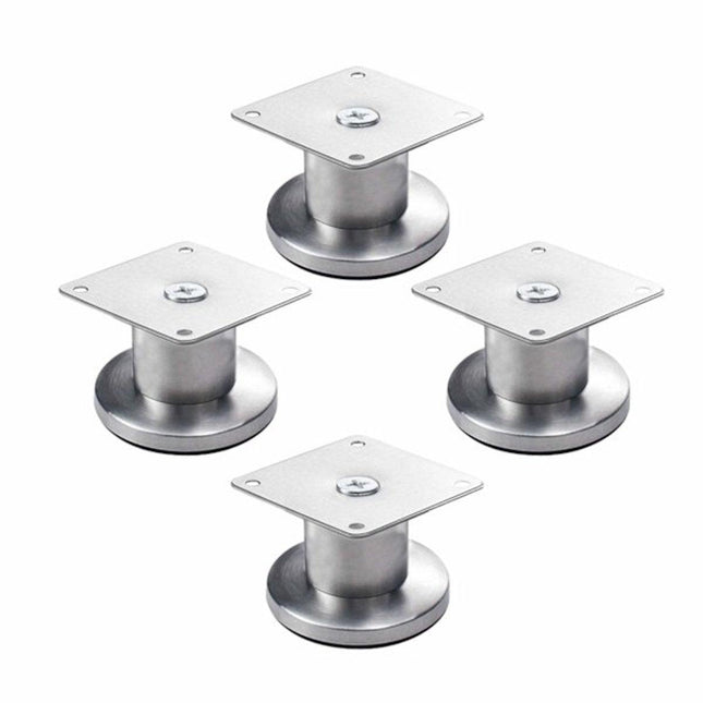 Adjustable Cabinet Legs - 4 Adjustable Furniture Legs Made of Stainless Steel (Silver) (3.8cm).