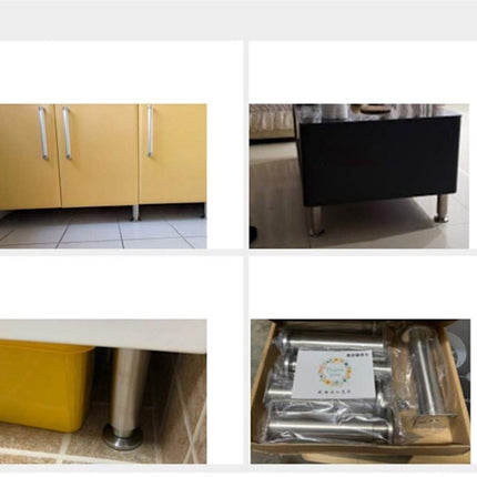 Adjustable Cabinet Legs - 4 Adjustable Furniture Legs Made of Stainless Steel (Silver) (3.8cm).