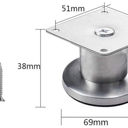 Adjustable Cabinet Legs - 4 Adjustable Furniture Legs Made of Stainless Steel (Silver) (3.8cm).