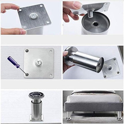 Adjustable Cabinet Legs - 4 Adjustable Furniture Legs Made of Stainless Steel (Silver) (3.8cm).