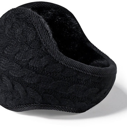 Earmuffs - Fleece Earmuffs - Knitted Earmuffs - Earmuffs for Adults - Warm Earmuffs - Warm Winter Earmuffs - Foldable - Unisex, Suitable for Outdoor Activities (Black).