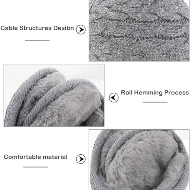 Earmuffs - Fleece Earmuffs - Knitted Earmuffs - Earmuffs for Adults - Warm Earmuffs - Warm Winter Earmuffs - Foldable - Unisex, Suitable for Outdoor Activities (Black).