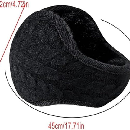 Earmuffs - Fleece Earmuffs - Knitted Earmuffs - Earmuffs for Adults - Warm Earmuffs - Warm Winter Earmuffs - Foldable - Unisex, Suitable for Outdoor Activities (Black).