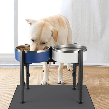Dog Food Bowl Holder - Metal Food Bowl Holder - Adjustable Dog Food Bowl Holder - Double Food Bowl Holder - Suitable for Large, Medium, and Small Dogs - Black (Dog Food Bowl Not Included).