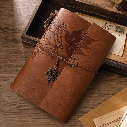 Notebook - Unisex Journal - Leather Sketchbook - Classic Spiral Binding - Travel Journal - Includes Unprinted Kraft Paper - Replaceable Inserts, Ideal Gift (Brown, A6 Paper).