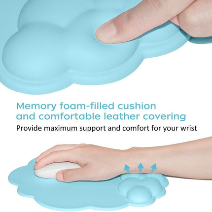 Mouse Pad - Mouse Pad with Wrist Rest - Ergonomic Mouse Pad - Mouse Pad with Leather Surface, Suitable for Computers, Laptops, Office, Home and Travel, with Non-Slip Bottom - Blue.