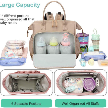 Convertible Diaper Bag - Wide Opening - 14 Pockets - Stylish - Baby Changing Bag - with Stroller Buckle - Diaper Bag - Waterproof (Off-White).