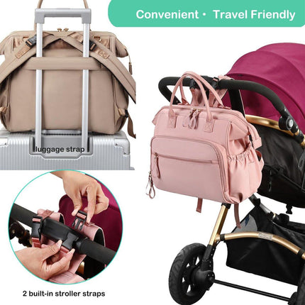 Convertible Diaper Bag - Wide Opening - 14 Pockets - Stylish - Baby Changing Bag - with Stroller Buckle - Diaper Bag - Waterproof (Off-White).