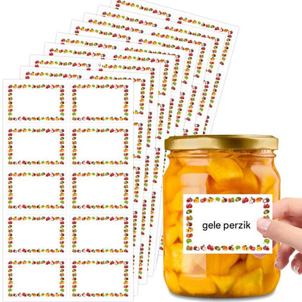 Labels - 100 sheets - Jam jar labels - Self-adhesive, easy-to-tear, waterproof food labels - Date labels - Labels for kitchen bottles and storage containers - Size 45 x 67 mm.