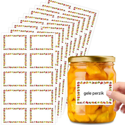 Labels - 100 sheets - Jam jar labels - Self-adhesive, easy-to-tear, waterproof food labels - Date labels - Labels for kitchen bottles and storage containers - Size 45 x 67 mm.