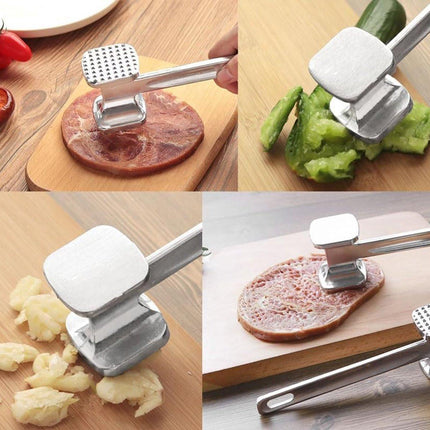 Meat Hammer Aluminum - Meat Tenderizer - Meat Beater - Kitchen Utensils - Silver Colored - BBQ Accessories.