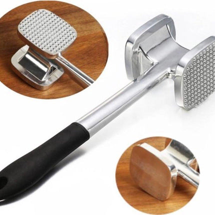 Meat Hammer Aluminum - Meat Tenderizer - Meat Beater - Kitchen Utensils - Silver Colored - BBQ Accessories.