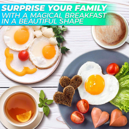 Stainless Steel Egg Baking Mold - 5 Pieces - Egg Baking Mold - Kitchen Utensils - DIY Model Egg Baking Mold - 5 Piece Creative Breakfast Set - Circle, Heart, Flower, Five-Pointed Star and Mickey Mouse Shapes.