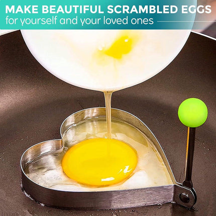 Stainless Steel Egg Baking Mold - 5 Pieces - Egg Baking Mold - Kitchen Utensils - DIY Model Egg Baking Mold - 5 Piece Creative Breakfast Set - Circle, Heart, Flower, Five-Pointed Star and Mickey Mouse Shapes.