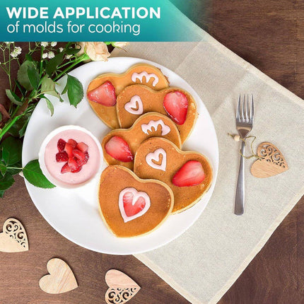Stainless Steel Egg Baking Mold - 5 Pieces - Egg Baking Mold - Kitchen Utensils - DIY Model Egg Baking Mold - 5 Piece Creative Breakfast Set - Circle, Heart, Flower, Five-Pointed Star and Mickey Mouse Shapes.