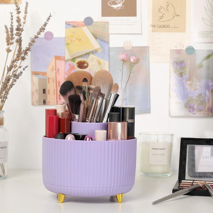 Storage Box - Rotating purple organizer for pens and art supplies - Storage box with compartments - Rotatable - Suitable for offices, schools and homes.