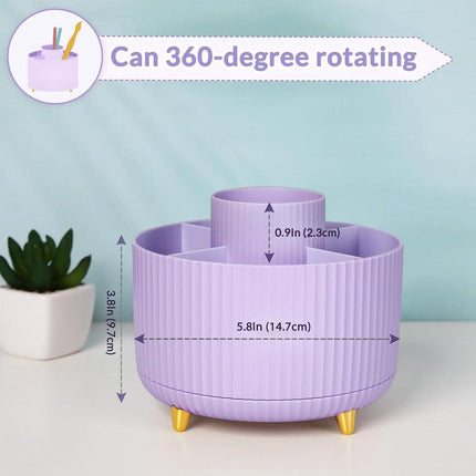 Storage Box - Rotating purple organizer for pens and art supplies - Storage box with compartments - Rotatable - Suitable for offices, schools and homes.