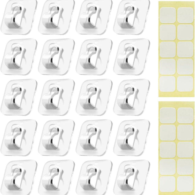 Hooks - Mini Light Clips | Self-Adhesive Lighting Hooks - Cable Holder Organizer - Set of 20 Hooks incl. Adhesive Strip.