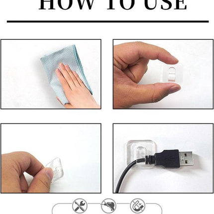 Hooks - Mini Light Clips | Self-Adhesive Lighting Hooks - Cable Holder Organizer - Set of 20 Hooks incl. Adhesive Strip.