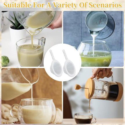 2-Piece Food Strainer - Mesh Sieve - Sieve Filter - Reusable Strainer - for Oil, Coffee, Tea, Juice, Wine (200 Mesh) - White.