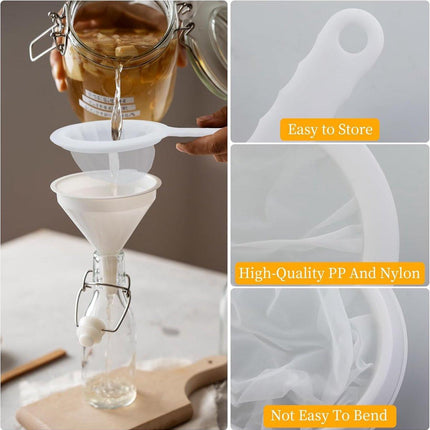 2-Piece Food Strainer - Mesh Sieve - Sieve Filter - Reusable Strainer - for Oil, Coffee, Tea, Juice, Wine (200 Mesh) - White.