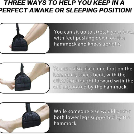 Airplane Footrest - Flying Leg Hammock - Prevents Back, Leg, Knee, and Hip Pain and Stiffness - Portable Travel Accessory with Adjustable Height - Suitable for Airplanes, Trains, and the Office.