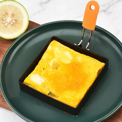Egg Packaging - Pack of 4 - Egg Packaging - Square Egg Packaging - Non-stick Stainless Steel Square Shape - Square Omelette Mold - With Silicone Insulated Handle - 10x8cm.