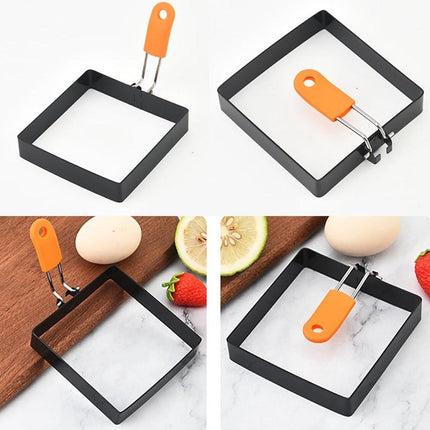 Egg Packaging - Pack of 4 - Egg Packaging - Square Egg Packaging - Non-stick Stainless Steel Square Shape - Square Omelette Mold - With Silicone Insulated Handle - 10x8cm.