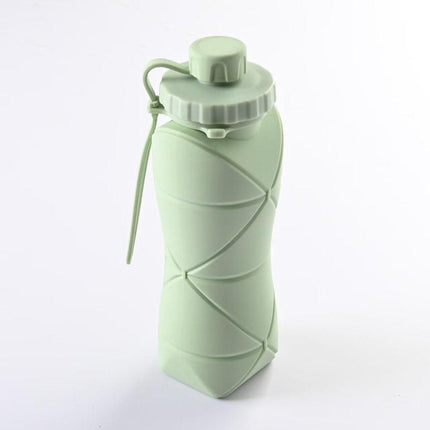 Water Bottle - Collapsible Water Bottle - Silicone Water Bottle - 600ml - Heat Resistant, Drop Resistant - Essential for Outdoor Travel (Green).