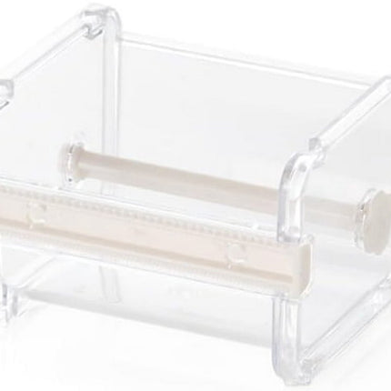 Transparent, visible packaging tape dispenser - holder for cutting tape - organizer, holder for desk and office tape - holder for self-adhesive roll tape dispenser - storage tape, cutting tape - adhesives and fasteners.