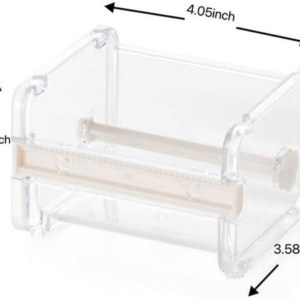 Transparent, visible packaging tape dispenser - holder for cutting tape - organizer, holder for desk and office tape - holder for self-adhesive roll tape dispenser - storage tape, cutting tape - adhesives and fasteners.