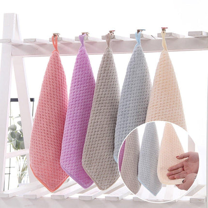 5-pack - Hanging ring, machine washable, quick drying - Hanging towels - Kitchen and bathroom towel strips (beige + pink + blue + purple + gray).