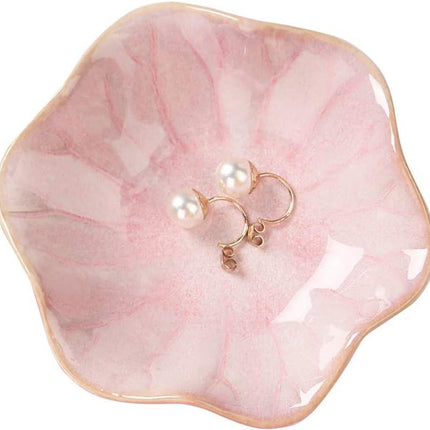 Ceramic Jewelry Bowl - Room Decor, Key Holder, Ring Holder, Jewelry Tray, Jewelry Tray, Drip Tray, Bedside Table Decoration (Pink).