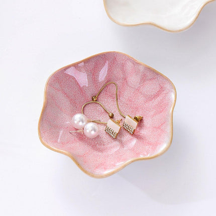 Ceramic Jewelry Bowl - Room Decor, Key Holder, Ring Holder, Jewelry Tray, Jewelry Tray, Drip Tray, Bedside Table Decoration (Pink).