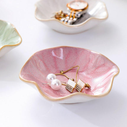 Ceramic Jewelry Bowl - Room Decor, Key Holder, Ring Holder, Jewelry Tray, Jewelry Tray, Drip Tray, Bedside Table Decoration (Pink).