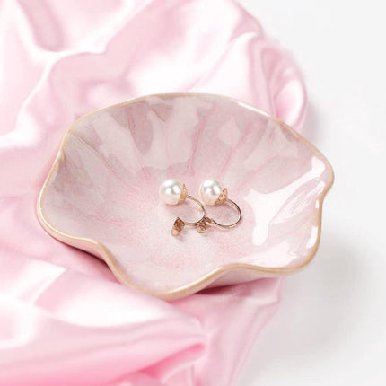 Ceramic Jewelry Bowl - Room Decor, Key Holder, Ring Holder, Jewelry Tray, Jewelry Tray, Drip Tray, Bedside Table Decoration (Pink).