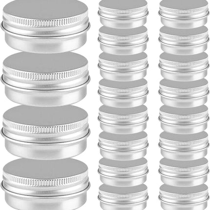 Small Tins with Lids - Pack of 20 - Dispensing Containers - 20ml Reusable Aluminum Tins and Refillable Small Tins with Screw Cap, Travel Sample Containers - Suitable for storing nail art supplies, jewelry, badges, sweets, etc..