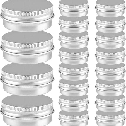 Small Tins with Lids - Pack of 20 - Dispensing Containers - 20ml Reusable Aluminum Tins and Refillable Small Tins with Screw Cap, Travel Sample Containers - Suitable for storing nail art supplies, jewelry, badges, sweets, etc..