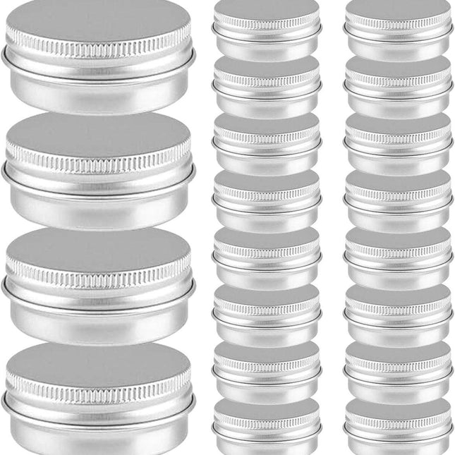 Small Tins with Lids - Pack of 20 - Dispensing Containers - 20ml Reusable Aluminum Tins and Refillable Small Tins with Screw Cap, Travel Sample Containers - Suitable for storing nail art supplies, jewelry, badges, sweets, etc..