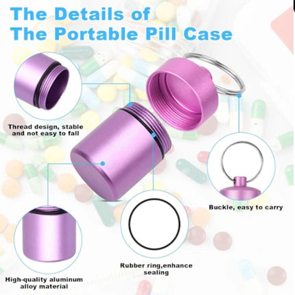 Small travel pill box - 7 compartments - waterproof - airtight.