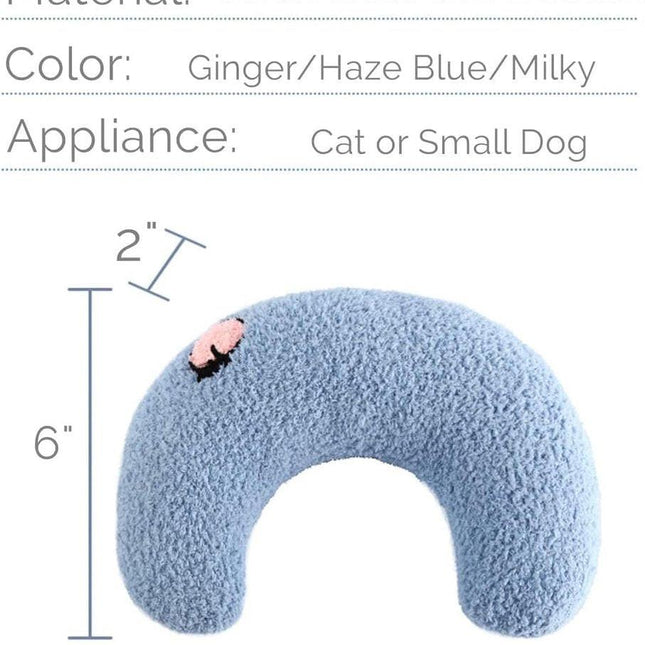 Pet Cushion - Soft Plush Pet Cushion - Cute Patterned Pet Mat - Comfortable Neck Support - Suitable for Cats and Dogs - White.