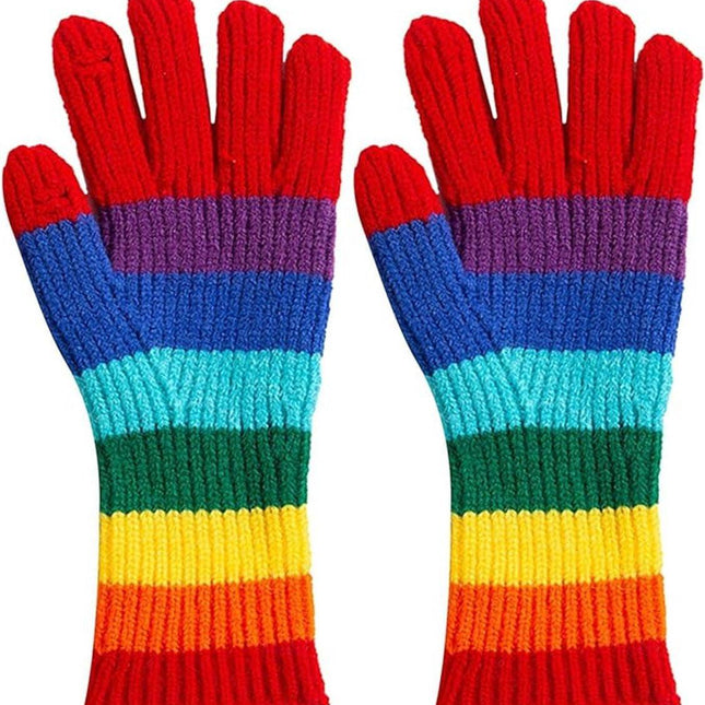 Knitted Gloves - Gloves - Rainbow Gloves - Warm Gloves - Touchscreen Compatible Gloves - Unisex - Suitable for Cold Weather, Sports, Travel, Driving, Skating, Skiing - Christmas Gift - Birthday Gift.