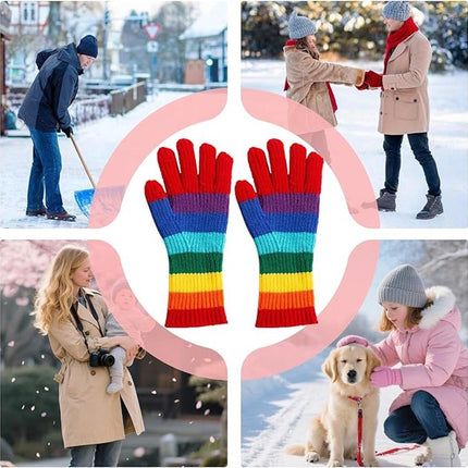 Knitted Gloves - Gloves - Rainbow Gloves - Warm Gloves - Touchscreen Compatible Gloves - Unisex - Suitable for Cold Weather, Sports, Travel, Driving, Skating, Skiing - Christmas Gift - Birthday Gift.